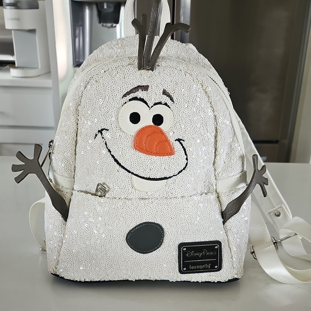 Loungefly White and Orange Olaf Backpack